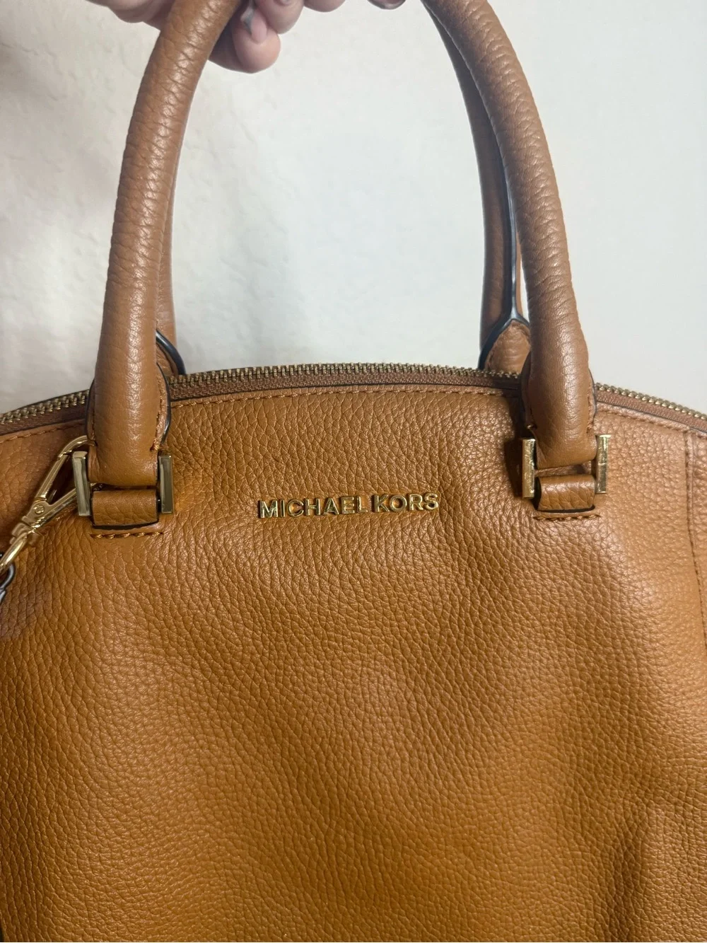 Michael Kors Cognac Pebbled Leather Satchel